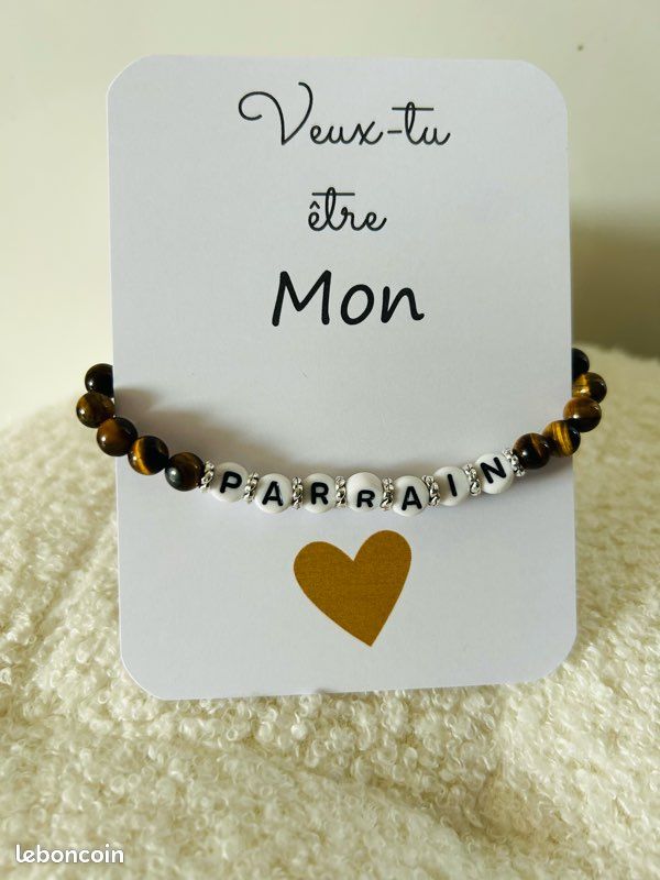 Bracelet vaut tu astre mon parrain en perle d’œil de tigre (image 1)