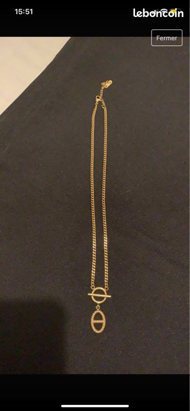 Collier acier inoxydable doré (image 1)