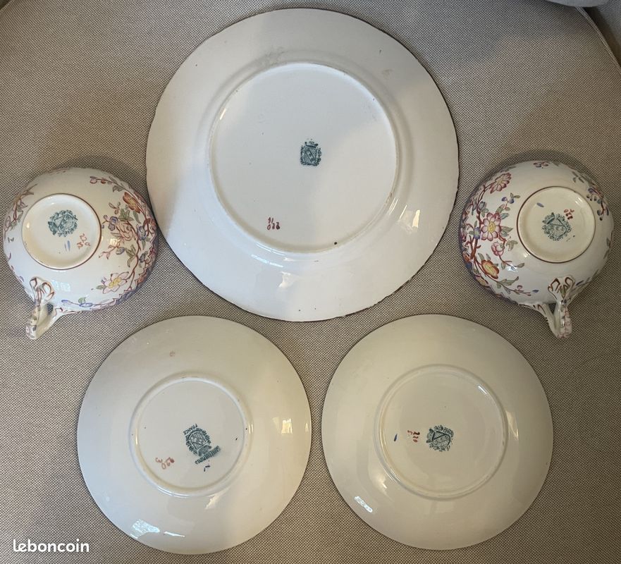 Lot de 2 tasses à thé Sarreguemines minton et 1 assiette à gâteau (image 3)