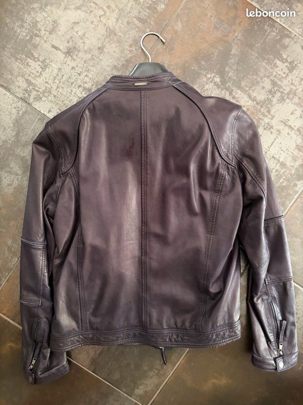 Blouson en cuir bleu marine Redskins homme taille XL (image 2)