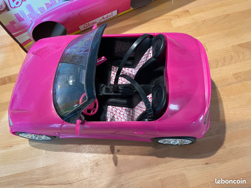 Voiture Cabriolet Barbie Rose - Décapotable 2 Places Avec Sièges Noirs - Jouet Poupée DVX59