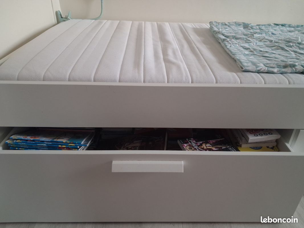 Lit simple, matelas et sommier ikea avec tiroir (image 3)