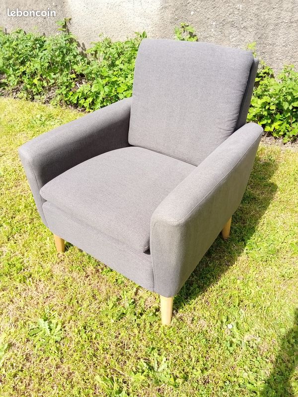 Fauteuil tissus gris (image 2)