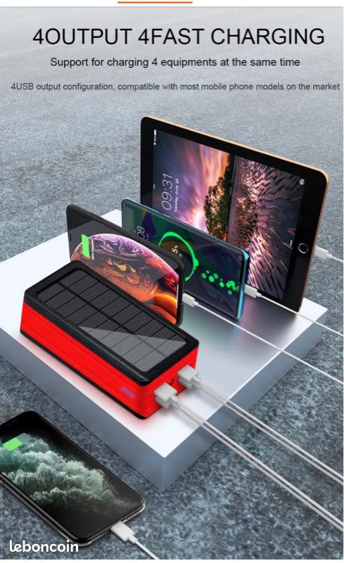 Banque d'énergie solaire portable de camping avec de fortes lumières LED (image 3)