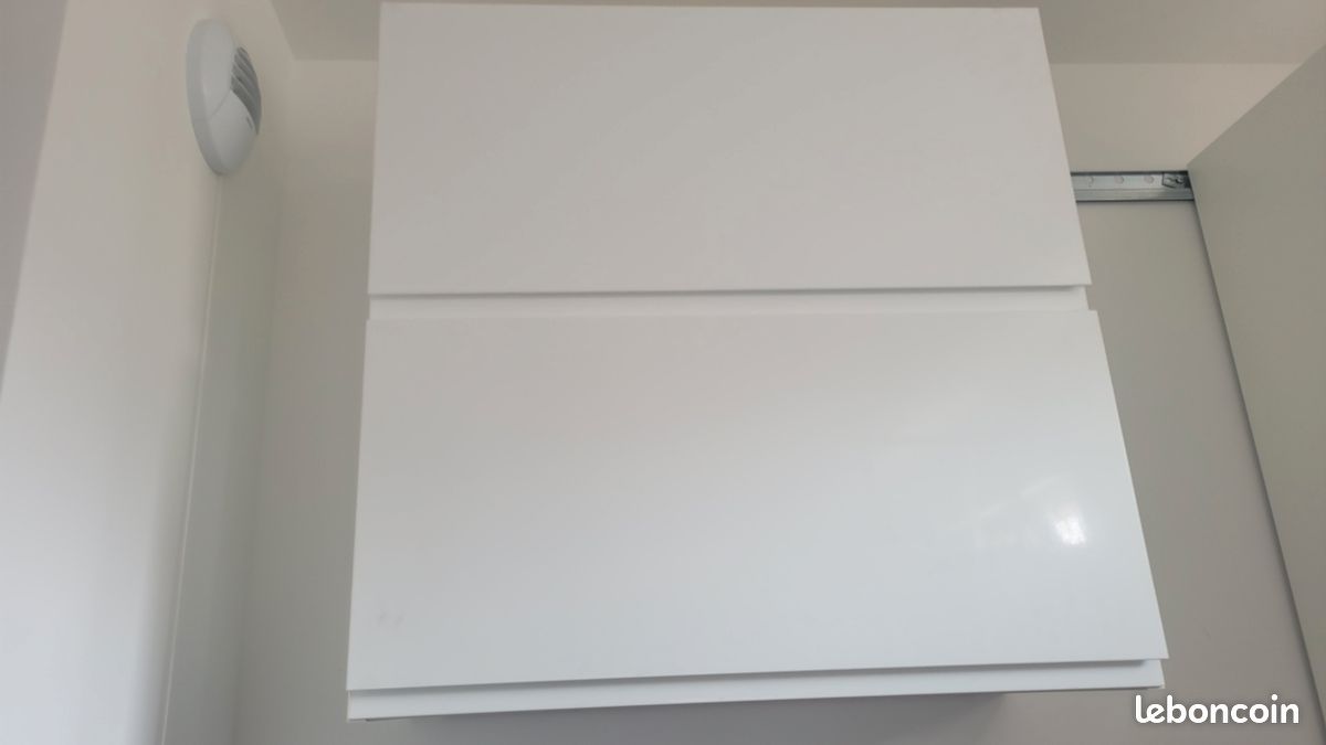 Meuble haut 80x80 voxtorp blanc brillant (image 1)