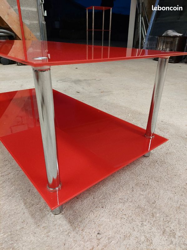 Table basse et étagère en verre rouge (image 9)