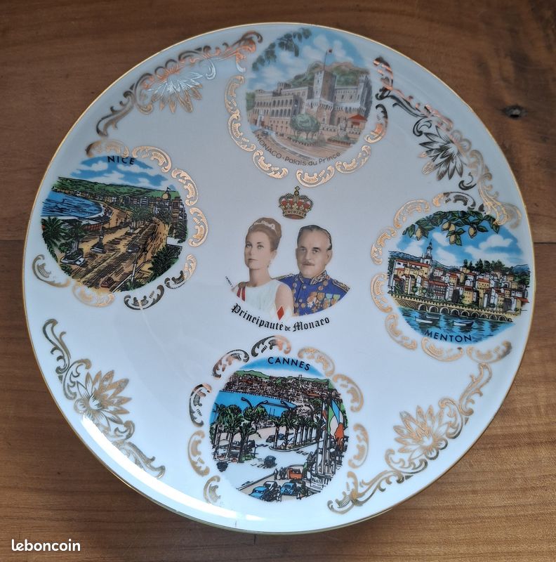 Assiette déco - Monaco - Grace Kelly et Rainier III (image 1)