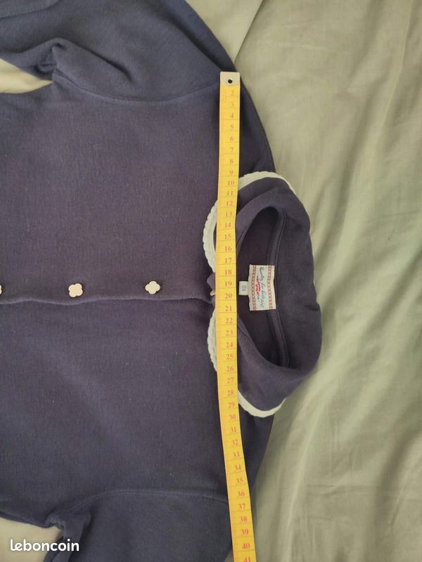 Robe vintage années 90 100% coton Country For Kids Girls bleu marine taille 10 ANS (image 15)