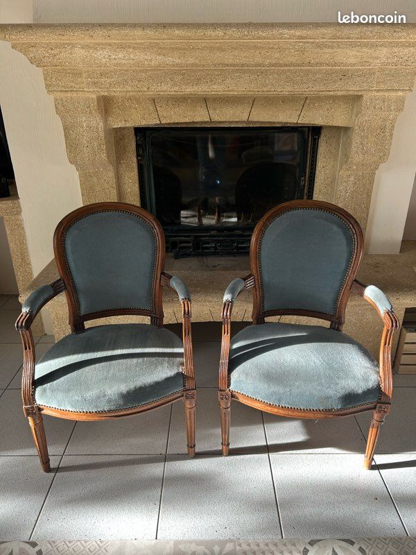 Paire de fauteuils cabriolet style Louis XVI (image 1)