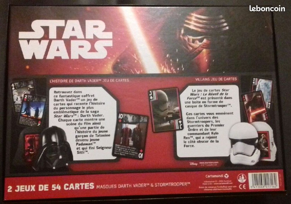 Coffret Star Wars Avec 2 Masques Dark Vador & Stormtrooper + Jeu De Cartes - Neuf - CARTAMUNDI