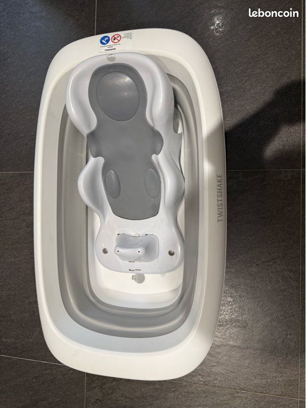 Lot bain bébé Twistshake : baignoire pliable + siège + coussin (image 2)