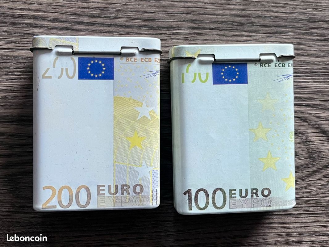 Lot de 2 boîtes en métal décoration billets en euro (image 3)