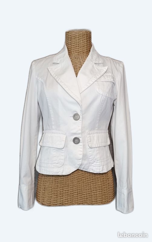 Veste blanche en jean femme T36 Neuve DUF77 (image 1)