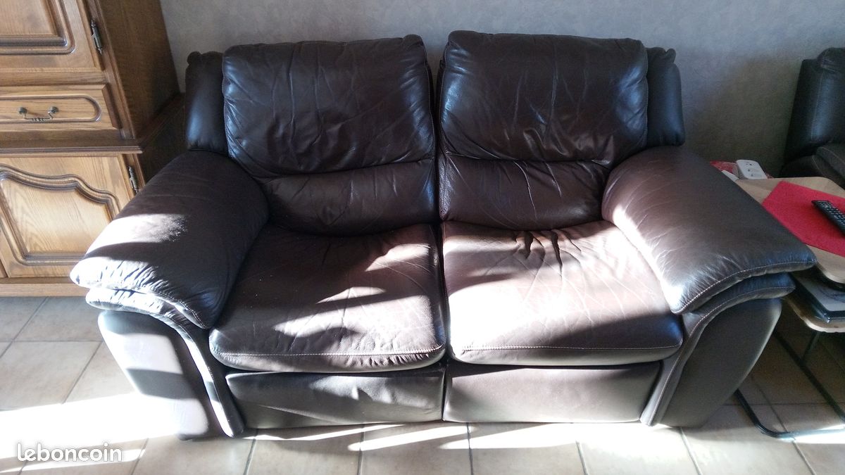 Vend 2 canapé relax cuir (image 1)