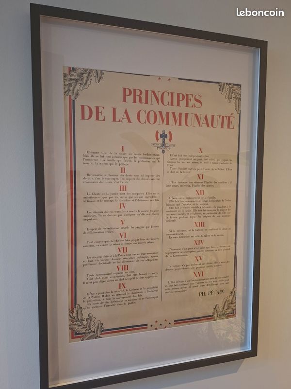 Affiche originale WWII 1941 - "Principes de la Communauté" (Pétain) - 75 x 55 cm - Imprimerie Draeger (image 1)