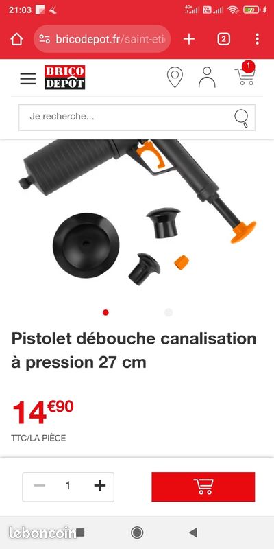 Destockage Pistolet débouche canalisation à pression 27 cm - MAGNUSSON neuf (image 4)
