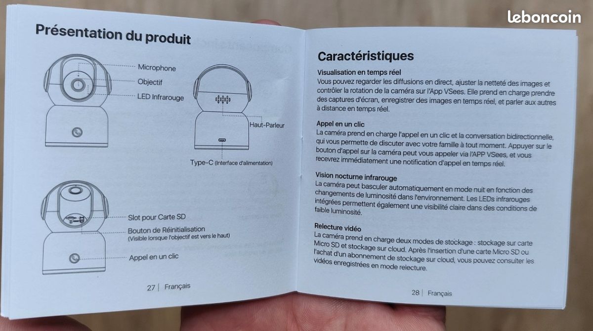 Caméra De Surveillance Intérieure 4K 360° - Détection Personnes/animaux/pleurs - Audio Bidirectionnel - WiFi Double Bande