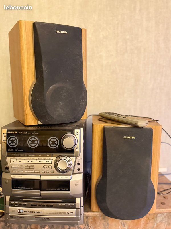 Chaîne Hi-Fi AIWA NSX-S999 + enceintes + télécommande + supports (image 1)