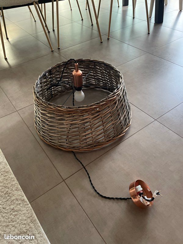Grand lustre rotin 58 cm de diamètre (image 1)