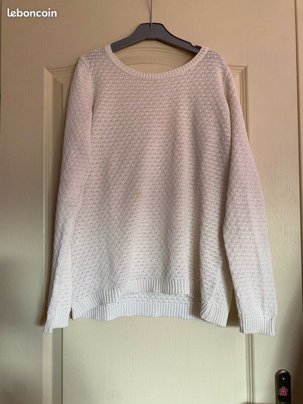 Pull élégant à mailles col rond crème Pimkie taille S 36 Vêtements