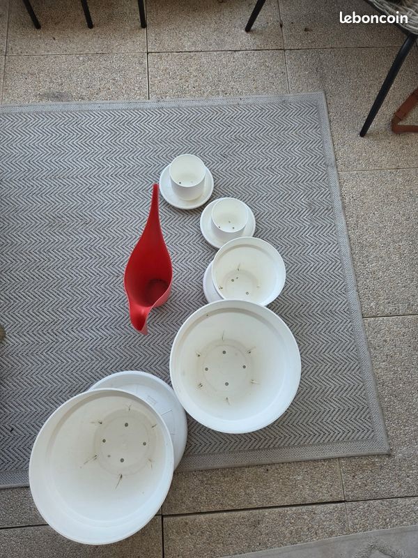 Pots de fleurs + coupelle + arrosoir (image 2)