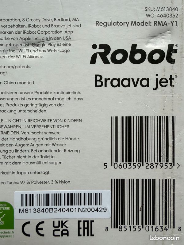 Robot laveur de sols IROBOT Braava jet® m6 connecté au Wi-Fi (image 8)
