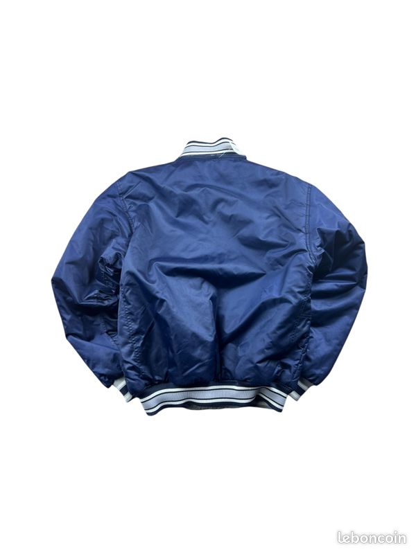 Veste Bombardier Members Only Iconic Racer - Homme Taille M - Bleu Marine Vintage Coupe-vent