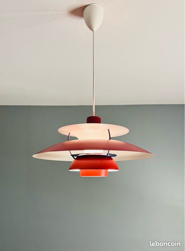 Suspension PH5 Louis POULSEN rouge années 60 70 (image 5)