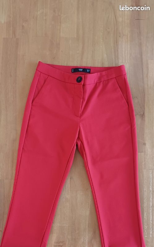 Pantalon femme chino rouge Mango 34 (image 1)