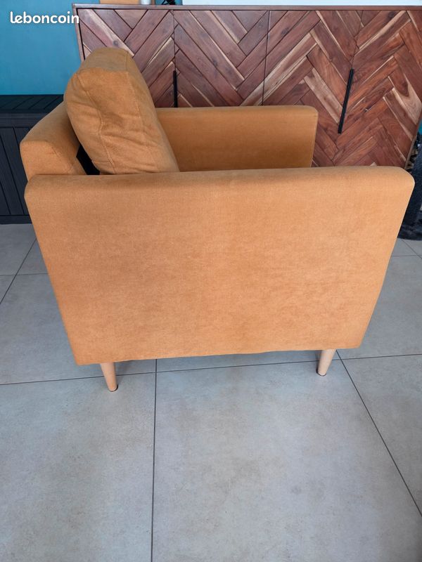Fauteuil tissu couleur miel (image 2)