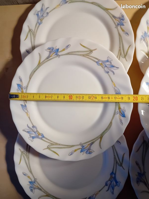 Lot De 6 Assiettes à Dessert Arcopal Vintage - Jaune/bleu Motif Pomme - 20 Cm