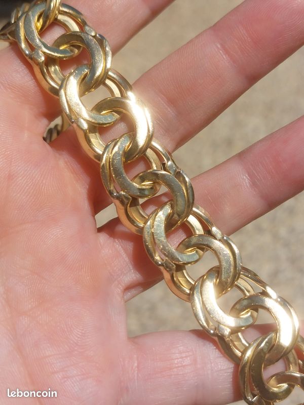 Gourmette Vintage DOMREMY - Bracelet Chromé Avec Blason Armoirie - Occasion Bon état - Style Rétro