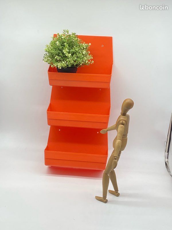 Petit meuble d’appoint modulable vintage plastique orange 🟠 (image 4)
