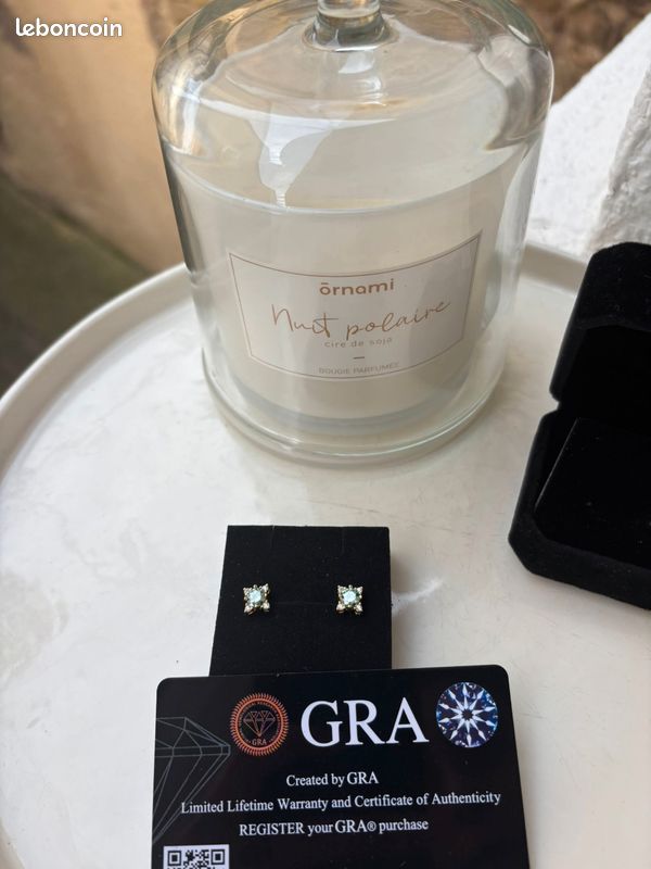 Boucles d'oreilles en argent plaqué or 18k avec diamant moissonite certifié gra (image 3)