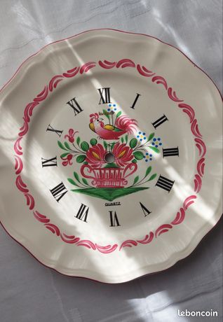 Ancienne Horloge De Table Porcelaine Sur Pied - Remontage Manuel Fonctionnel