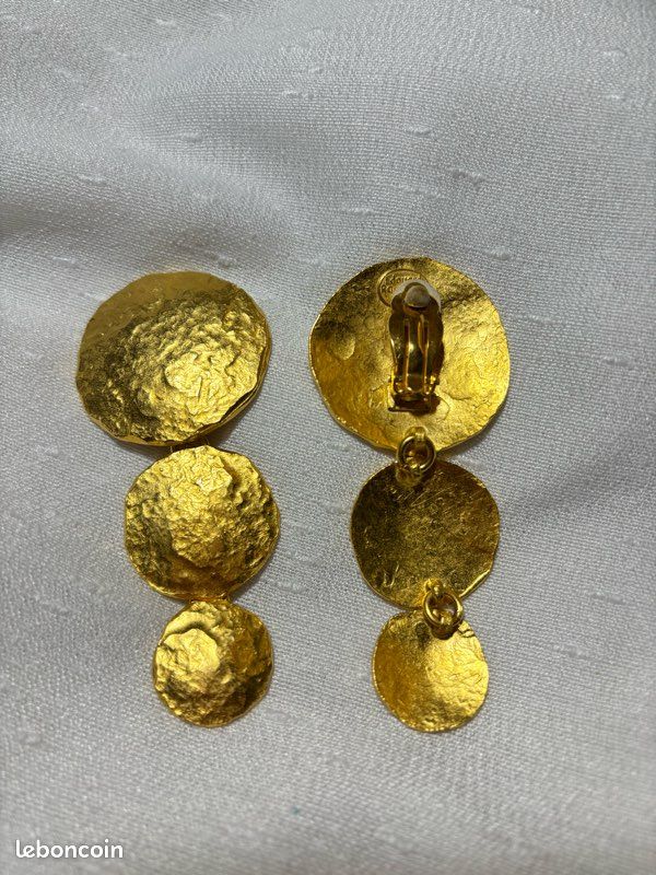 Boucles D'oreilles Vintage Édouard Rambaud Paris - Métal Doré Et Résine - Occasion