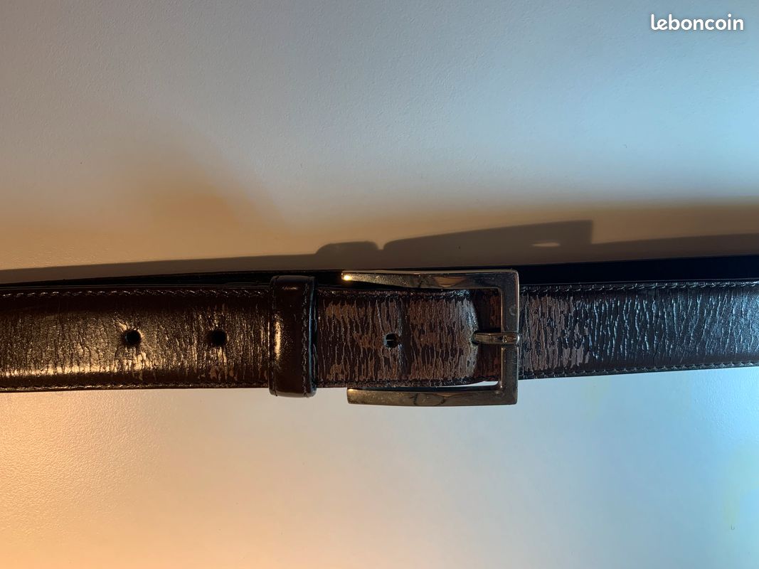 Ceinture Vintage Valentino Soie Et Cuir Alligator Homme - Italie - Noir