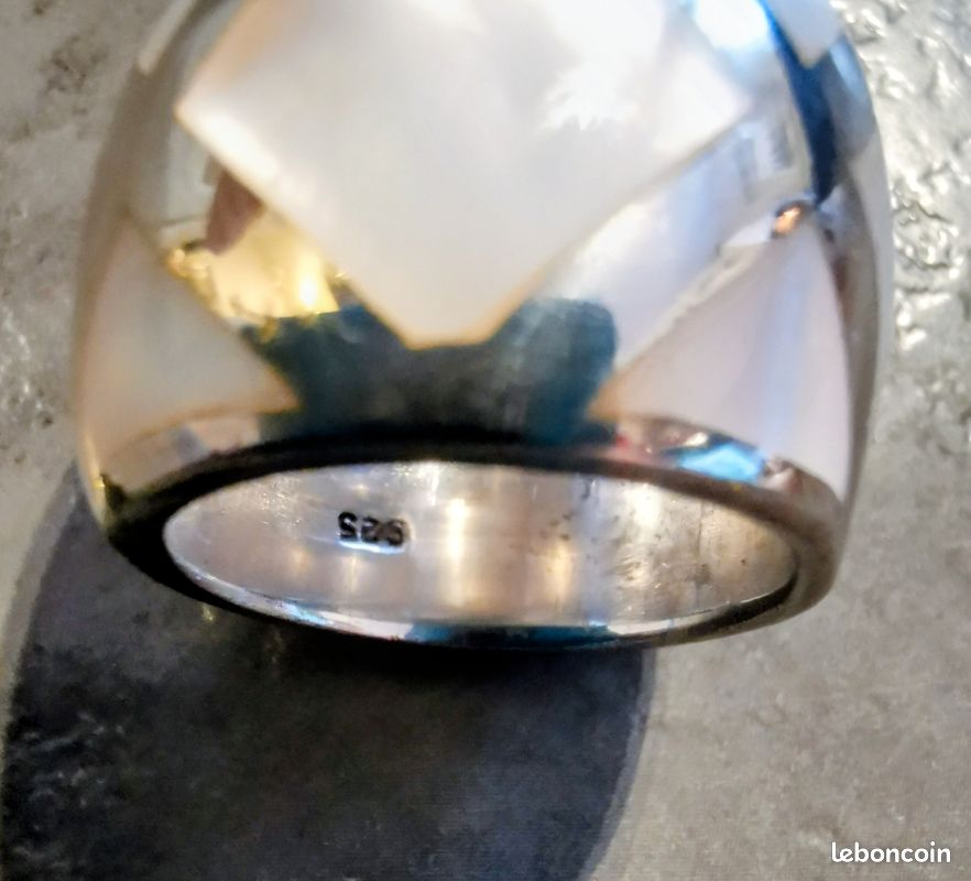 Bague Vintage Argent Massif 925 - Onyx - Taille 52 - 25 Grammes - Modèle Clio Blue - Occasion