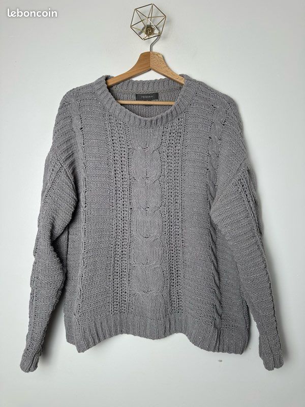 Pull Fille Primark 2 Ans - Gris, Col Rond, Manches Longues - Occasion Très Bon état