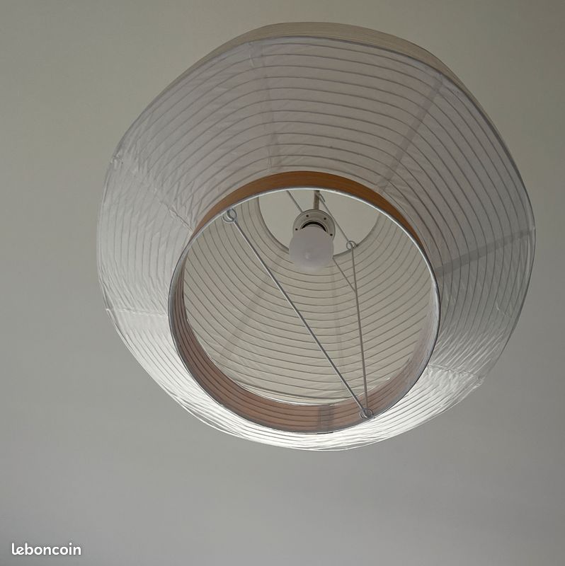 Suspension plafonnier en papier et placage bois KAVE HOME (image 3)