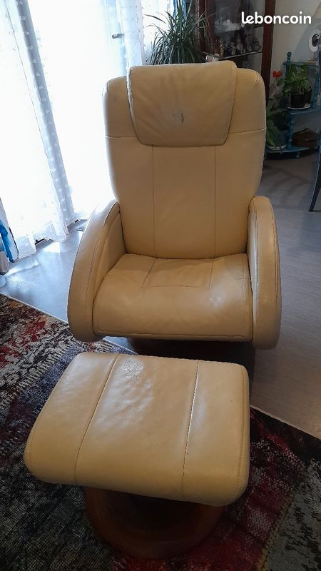 Fauteuil cuir relax Jacques Leleu (image 1)