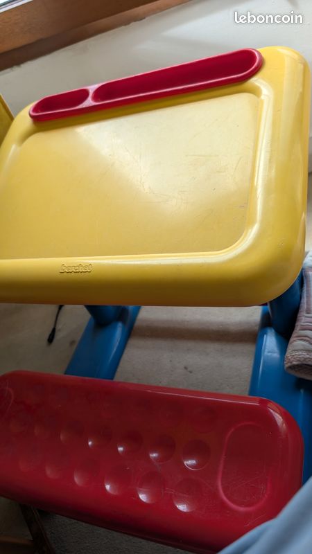 Bureau d'écolier vintage Berchet - Jaune/Rouge/Bleu (image 4)