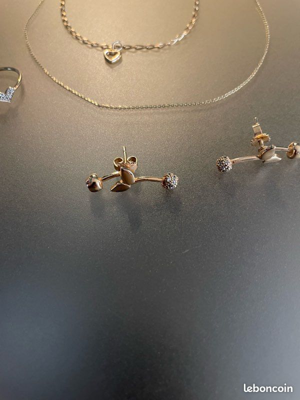Collier bracelet boucles d'oreille et bague en plaqué or (image 2)