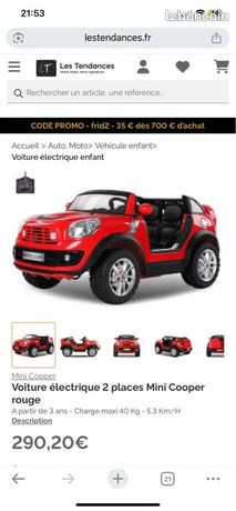 Voiture électrique places enfants MINI beachcomber Jeux Jouets