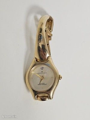 Montre Femme Vintage ANNE KLEIN - Cadran à Chiffres Romains - Bracelet Tissu - Occasion Fonctionnelle