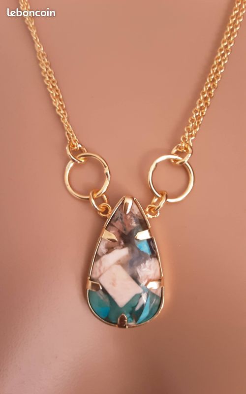 Collier en pierre naturelle turquoise huitre (image 2)