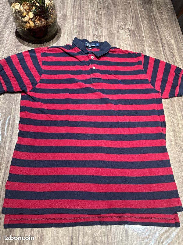 Polo Ralph Lauren Rouge Noir Taille L Très bon État Vêtements