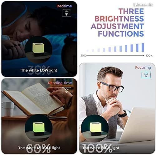 Réveil Enceinte Bluetooth Lampe De Chevet Avec Machine À Bruit Blanc, Multifonctionnelle Bebe