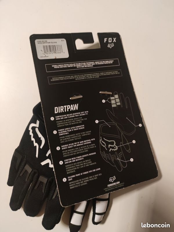 Fox Racing Gants Dirtpaw Enfant Noir KS - Motocross, VTT, Protection Et Confort