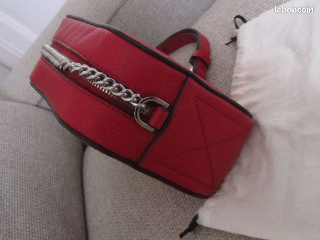 Sac camera Lancel rouge cuir (image 5)